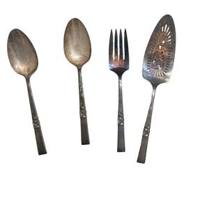 Community silver plated morning star serving 4 Pc set cake server